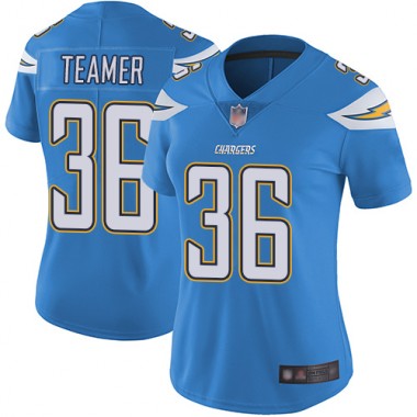 Los Angeles Chargers NFL Football Roderic Teamer Electric Blue Jersey Women Limited 36 Alternate Vapor Untouchable